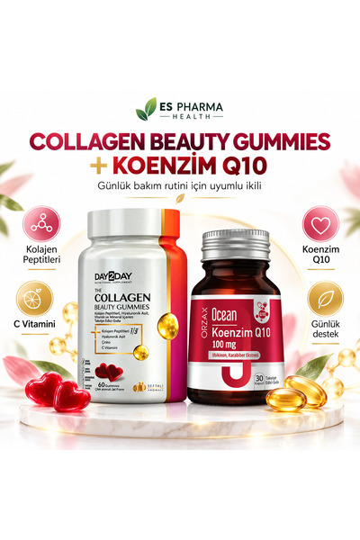 DAY2DAY Collagen Beauty Gummies 60 Adet + Ocean Koenzim Q10 100 mg 30 Kapsül ...