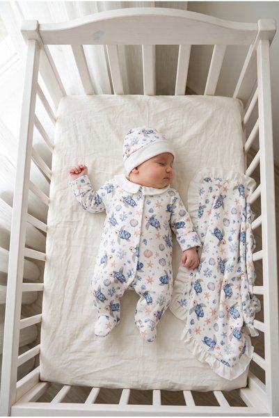 Mert Baby Caretta 3-Piece Organic Hospital Discharge Set 100% Cotton Newborn Baby Boy