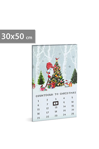 FAMİLY Calendar Advent LED 50 x 30 cm, decor perete cu lumina alb cald, bater...