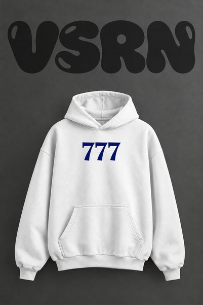 VSRN سويت شيرت أبيض كبير الحجم بطباعة أمامية من Uclu Yedi Design