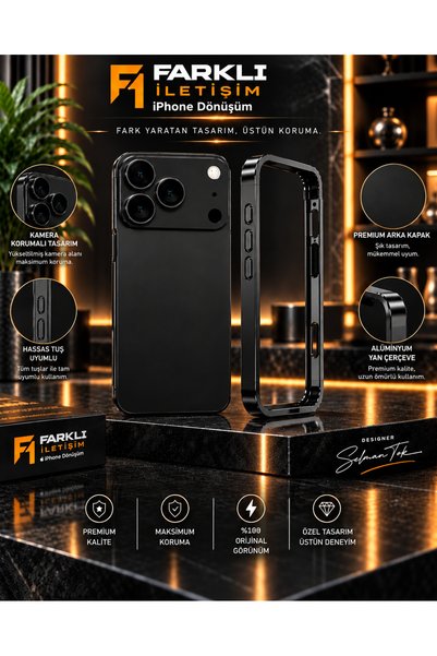 FARKLI İLETİŞİM iPhone 17 18 Pro Lookalike Premium Quality Back Cover and Side Frame Conversion Kit