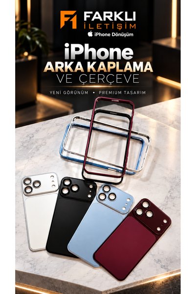 FARKLI İLETİŞİM Premium Quality Back Cover and Side Frame Conversion Set with iPhone 16 Pro 18 Pro Appearance