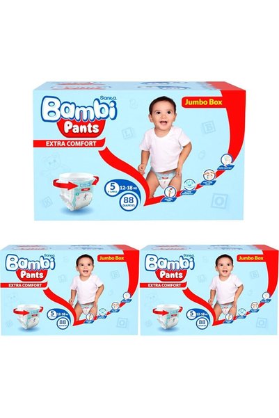Sanita Bambi حفاضات، مقاس 5، XL، عبوة كبيرة، 88 حفاضة (عبوة من 3)