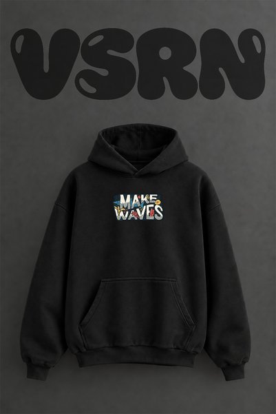 VSRN Φούτερ με κουκούλα Deniz Graphic Design με προεκτυπωμένο σχέδιο, μαύρο, ...
