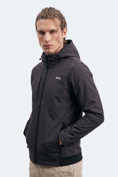 Slazenger Centra Men's Fleece-Lined Wind and Water-Resistant Softshell Black ...