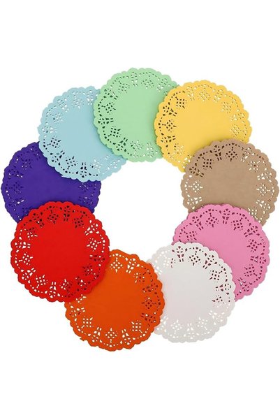 TERRIFI Lace Paper Doilies, 180 Pcs 3.35 Inch Round Colored Lace Paper Doilie...