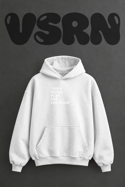 VSRN Motivational Quote_1 Design Pre-Printed Oversize White Hooded Sweatshirt