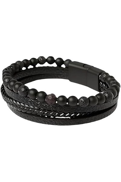 Aputue Leather Bracelets, Adjustable Genuine Cowhide Wristband for Men and Wo...