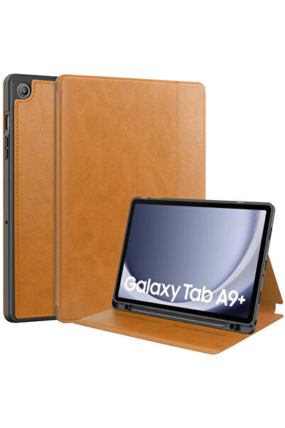 XGSM Husă Samsung Galaxy Tab A9+, Slot pentru carduri și pix, Maro
