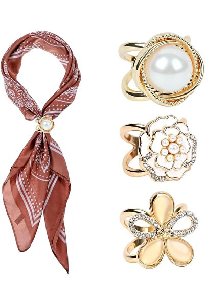 Hannea SANNIDHI Scarf Ring Buckle Clips For Scarves 3Pcs Gold Set Accessory