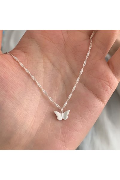 Alviro Colier pentru femei cu motiv de fluture, subtil și elegant, 45 cm