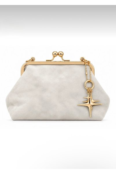 ZEYS Suede Scholar Star Charm Detailed Chain Strap Clutch/Portfolio Hand and Shoulder Bag