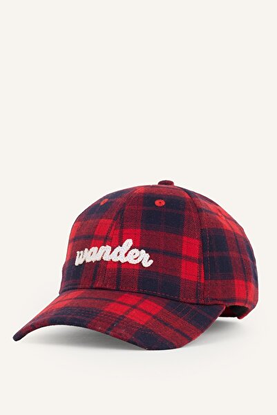 DeFacto Women's Plaid Patterned Embroidery Detailed Cap Hat I6148Ax26Wn