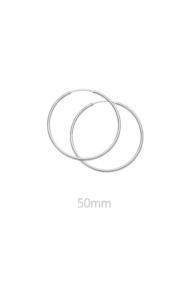 Alviro Cercei de damă creole subțiri, stil minimalist, argintii, 50 mm