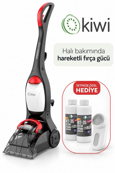 Kiwi Dikey Fırçalı Halı ve Koltuk Yıkama Makinesi Siyah | 2 L Şampuan + ONEROUS Hediye
