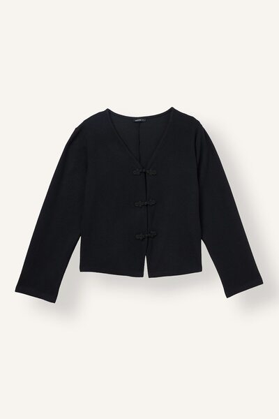 DeFacto Regular Fit V-Neck Basic Cardigan with Brit Detail H7769Ax26Au