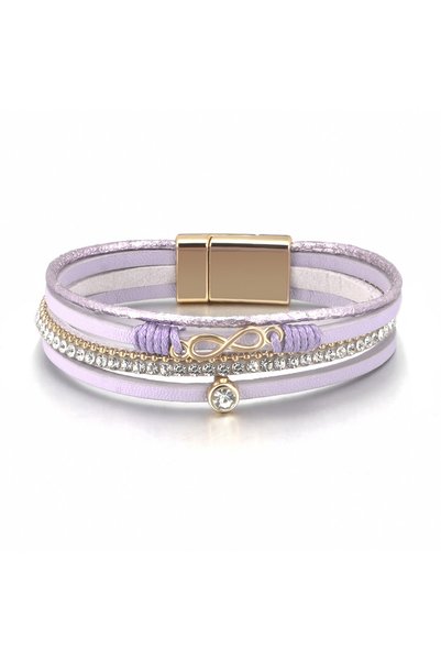Alviro Brățară de damă boho, violetă, 19,5 cm