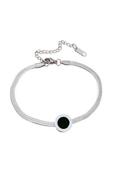 Alviro Brățară de damă cu detaliu decorativ, argintie, 16+5 cm
