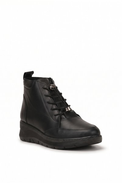 Ayakkabı Fuarı Elit Msl185 Women's Genuine Leather Flat Boots Black