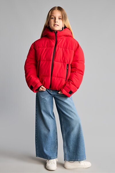 DeFacto Waterproof Hooded Zippered Inflatable Ski Jacket for Girls F3512A826Au