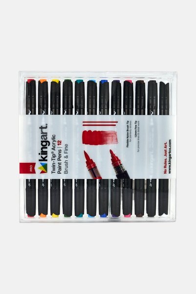 Kingart 12 Pcs Acrylic Paint Twin Tip Pens, Multicolor