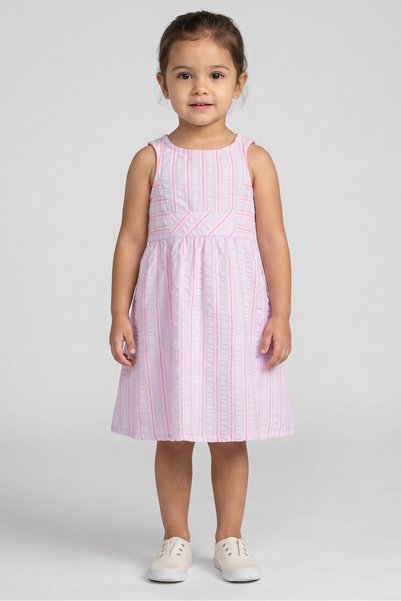 Picapino Toddlers Girl Stripe Dress, Lilac