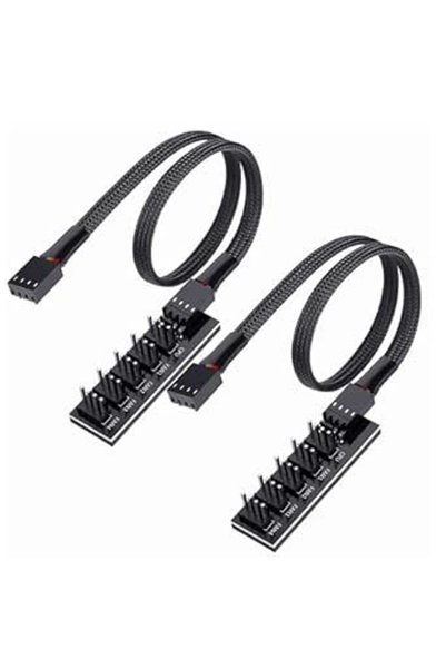 TERRIFI 2 Pack Cooling Fan 1 to 5 Hub, 4 Pin Power Extension Cable for PC Cas...