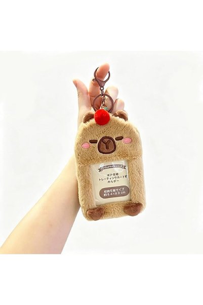 Tazweeq Plush Kpop Photocard Holder, Cute Animal ID Badge Protector with Keyc...