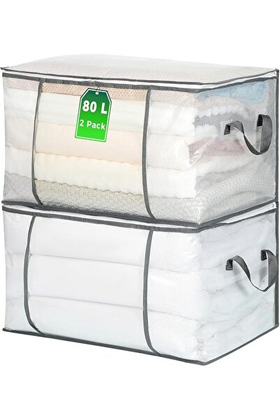 TERRIFI 2 Pcs Clothes Storage Bags, Clear Plastic Storage Bins, Large Closet ...