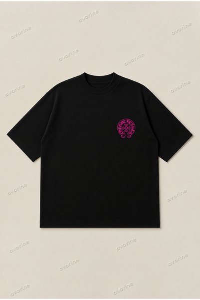 Moon Dancer Chrome Hearts Neon Pink Oversize Unisex Boxy Fit 100% Cotton Breathable T-Shirt |   Streetwear