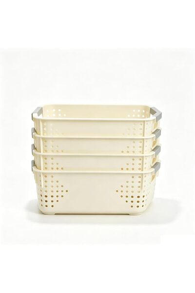 TERRIFI 4 Pack Plastic Storage Bins, Small Pantry Organizer and Storage Boxes...