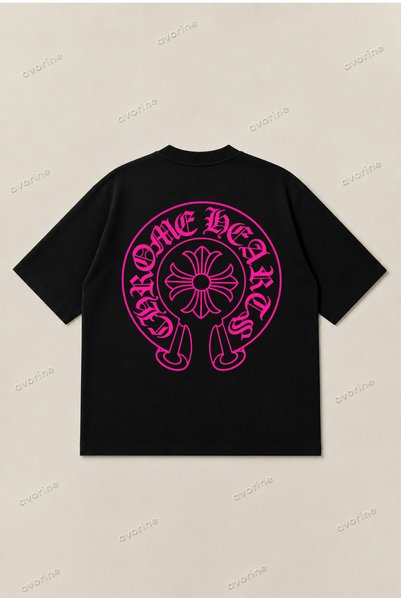 Moon Dancer Chrome Hearts Neon Pink Oversize Unisex Boxy Fit 100% Cotton Breathable T-Shirt |   Streetwear
