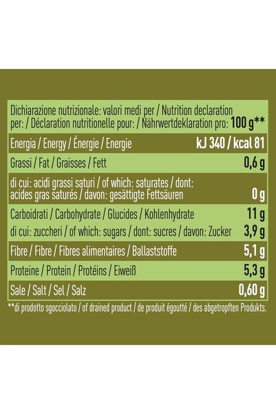 Alce Nero Organic Cooked Peas 3 x 300g - Ready-to-Serve Italian Green Peas - Healthy & Wholesome Organic Pulses - Rich in Fiber, High Protein, No Preservatives