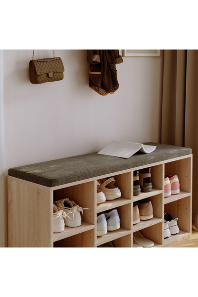 Muvu Dulap pentru pantofi cu scaun, bancă, modern, culoare stejar