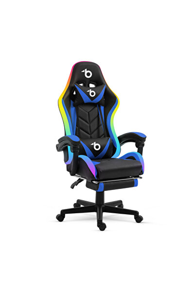 Bemada Scaun gaming RGB LED ergonomic, cu perne lombara si cervicala, reglabi...