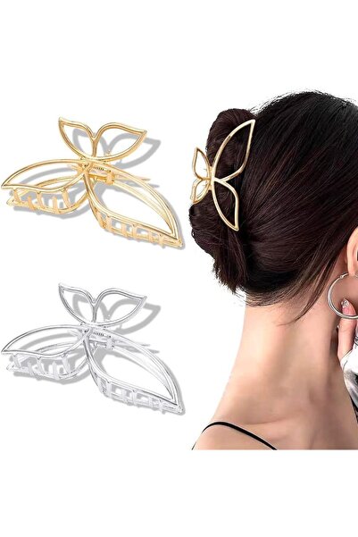Arabest Butterfly Metal Hair Clips,Non-Slip Design,Gold and Silver,2 Pcs