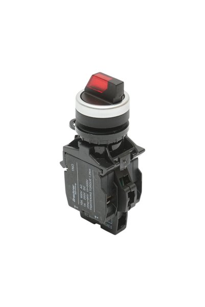 UTB Illuminated selector switch 24V AC/DC red LED with 2 positions 1NO+1NC, 1...