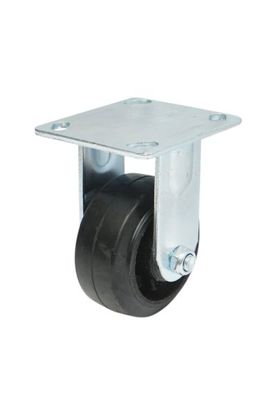 UTB Roata fixa industriala 100x50mm fara frana, cauciuc plin negru, placa ote...
