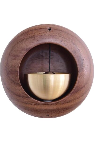 Arabest Wooden Door Bell,Round Black Walnut and Brass Welcome Doorbell,Magnet...