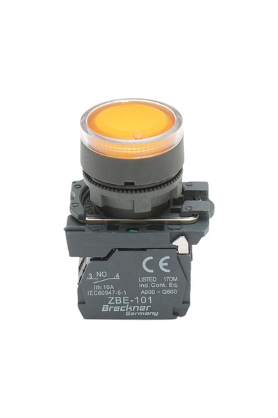 UTB Buton comanda cu revenire si semnalizare LED galben 1NO+1NC, 220V/10A, TB...