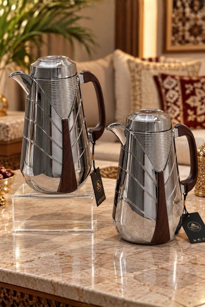 Deluxe طقم ترامس 2 حبة لشاي و القهوة سعة 1 لتر للمقاسين بلاستيك من نوع ABS بج...
