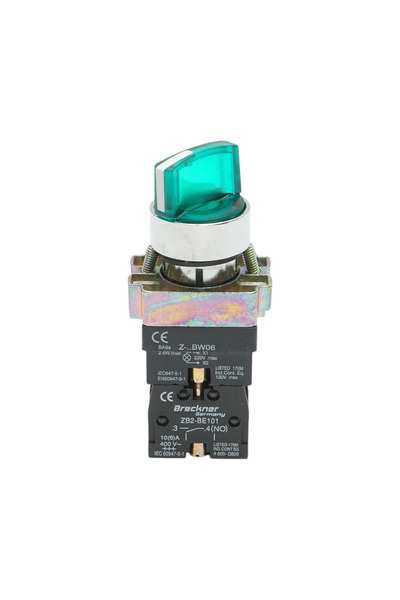 UTB Selector 2 pozitii cu retinere si indicator semnalizare LED verde 1NO+1NC...