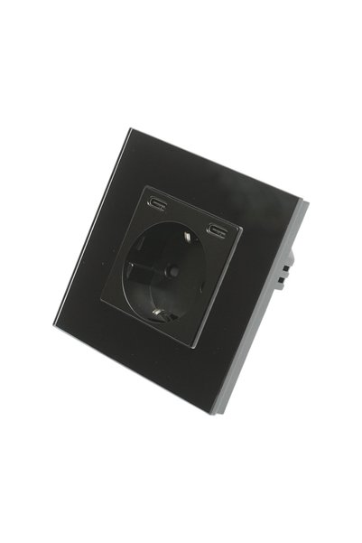 UTB Priza schuko neagra 220V, 16A, 2xUSB-C 20W incarcare rapida, rama sticla ...