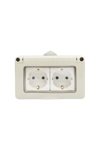 UTB Priza schuko dubla aplicata PT IP55, 16A, 250V cu impamantare si protecti...