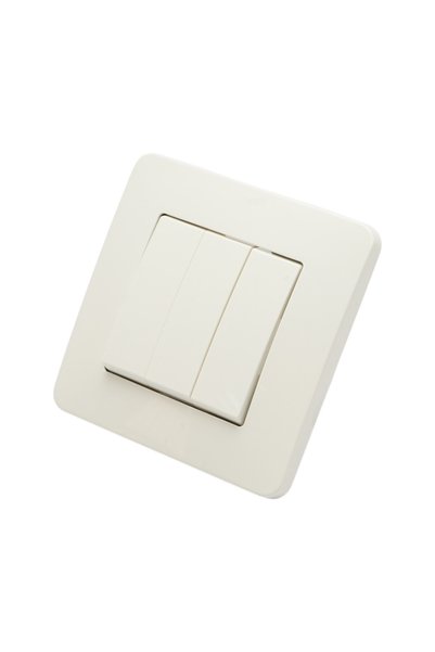 UTB Intrerupator triplu alb incastrat 220V, 10AX, PC 80x80mm