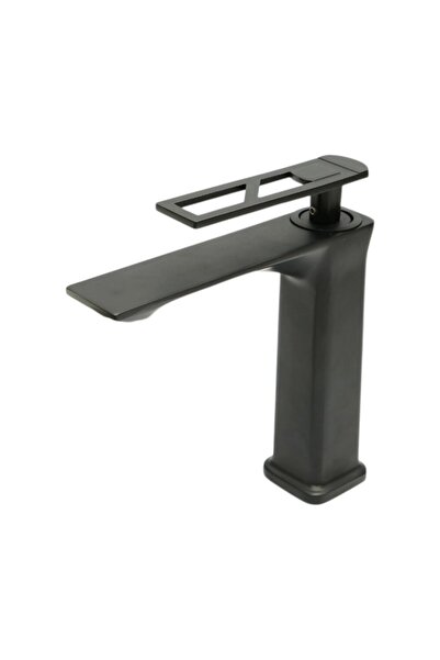 UTB Baterie lavoar baie inalta patrata, monocomanda, negru mat, aliaj zinc, f...