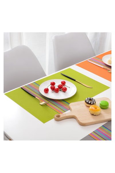 TAPIT PVC Woven Placemats Set of 4 with Rainbow Stripe,45×30cm Rectangular He...