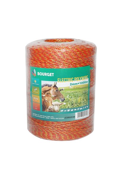 UTB Bobină de sârmă galben-roz de 2mm, 6x0.16mm SS, 1000m, pentru gard electr...