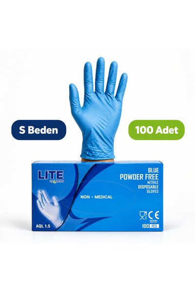 lalan Pudrasız Mavi Nitril Eldiven S Beden - 100'lü Paket