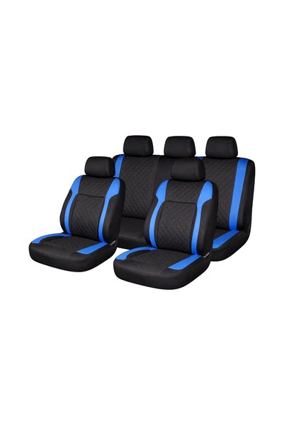 UTB Set huse scaune auto universale negru-albastru Diamond, piele ecologica m...
